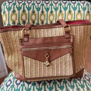Juicy Couture Palm Springs Metallic Straw Tote Bag.
